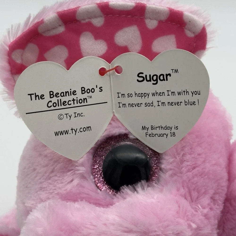TY Beanie Boos - SUGAR the Elephant Glitter Eyes Regular Size 6 inch TySilk Pink